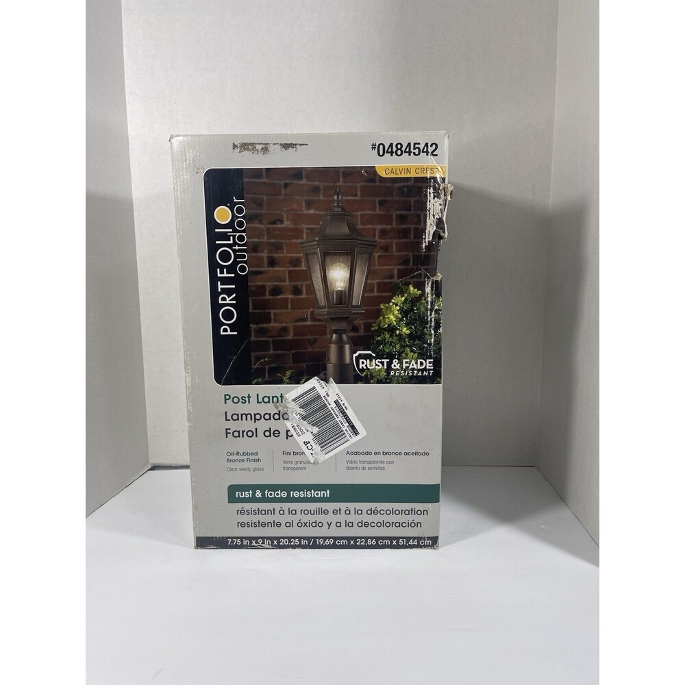 Portfolio Outdoor Post Lantern Calvin Crest NIB